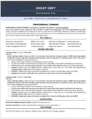 An example of a professional resume template.