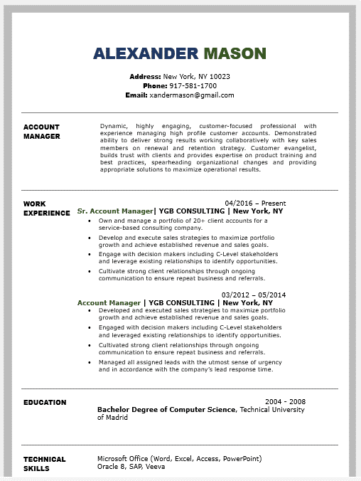 A professionally designed ATS friendly resume template.