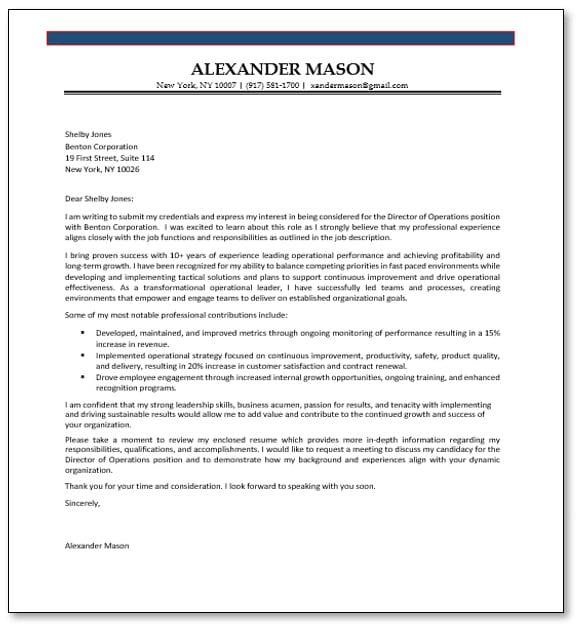 A free cover letter template example for a job application.