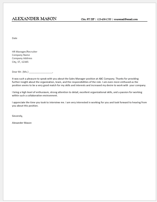 An example of a cover letter for a job.