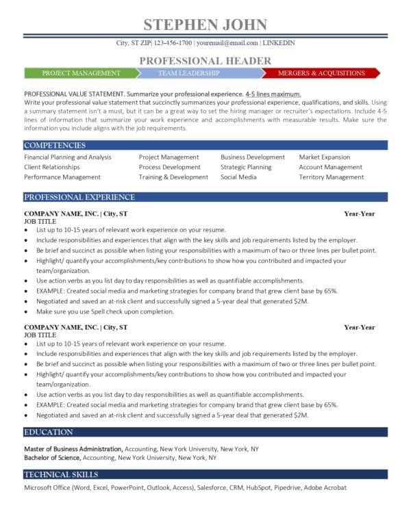 Webster Resume Template - Easy Resume Templates