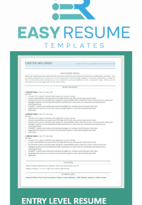 Easy resume templates Entry Level Resume.