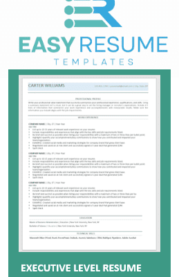 Easy resume templates Executive Level Resume.