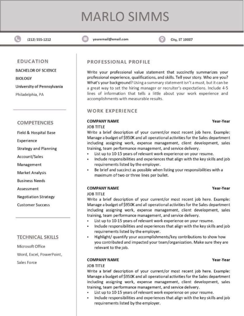 Amalfi Resume Template - Easy Resume Templates