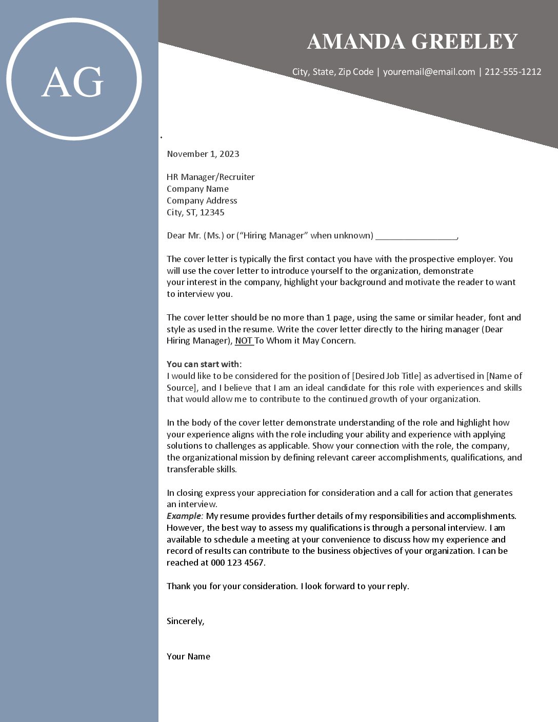 Baldwin Cover Letter Template