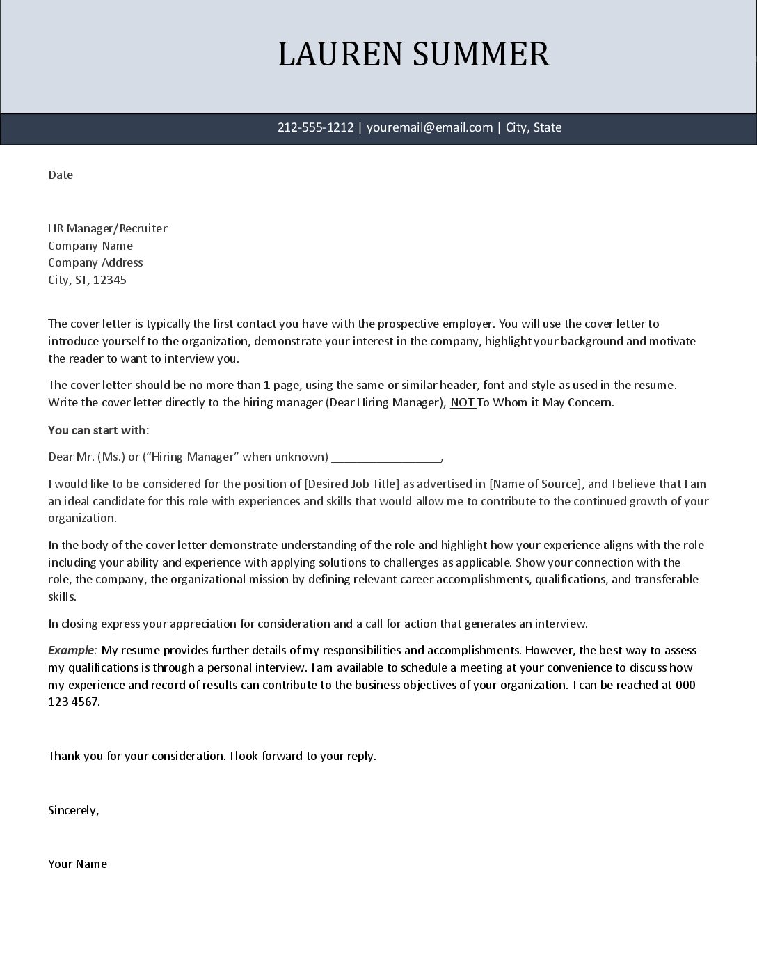 Wistful Cover Letter Template