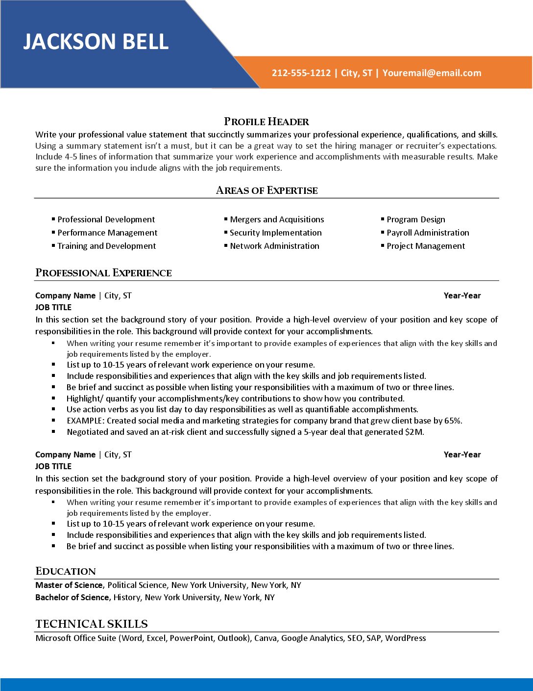 Oxford Resume Template thumb